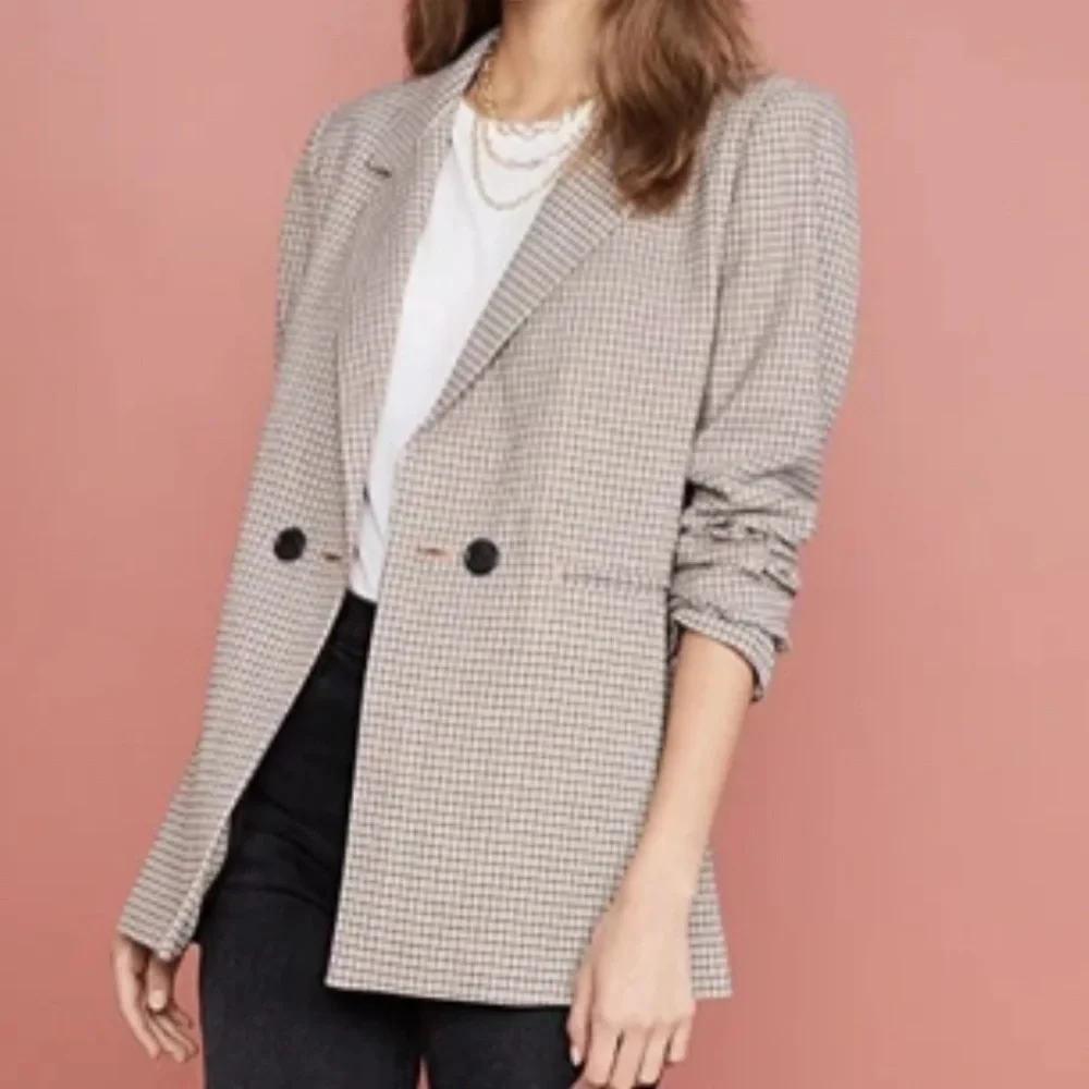 Anine Bing Women's Plaid Blazer - Brown and Black